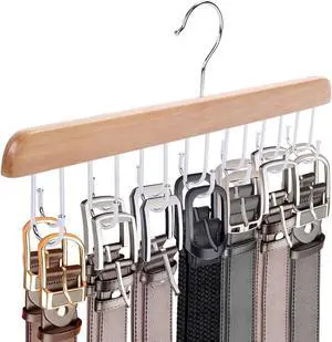 JOHOUSE Belt Organizer for Closet Max 42 Belts, Wooden Sports Bra Hanger Tie Rack with 14 Hooks for Men Women Tank Top, Scarf Closet Storage JOHOUSE Belt Organizer for Closet Max 42 Belts, Wooden Sports Bra Hanger Tie Rack with 14 Hooks for Men Women Tank Top, Scarf Closet Storage