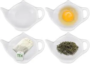 DS. DISTINCTIVE STYLE 4 Pieces Teapot Shaped Tea Bag Holder Teabag Coaster Seasoning Dish for Sauce Dessert DS. DISTINCTIVE STYLE 4 Pieces Teapot Shaped Tea Bag Holder Teabag Coaster Seasoning Dish for Sauce Dessert