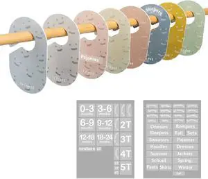 Baby Closet Size Dividers with Reusable Labels, 8 Pack | Customize 8 closet dividers with labels for baby sizes, clothing types, or seasons as your childs wardrobe grows Baby Closet Size Dividers with Reusable Labels, 8 Pack | Customize 8 closet dividers with labels for baby sizes, clothing types, or seasons as your childs wardrobe grows