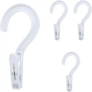 Andiker 4pcs Laundry Hooks with Clips, 5.2" Super Strong Clamping Plastic Single Clip Hangers Portable Travel Hangers with Clips to Hang Socks Towels Boots and Dry Wet Clothes (White) Andiker 4pcs Laundry Hooks with Clips, 5.2" Super Strong Clamping Plastic Single Clip Hangers Portable Travel Hangers with Clips to Hang Socks Towels Boots and Dry Wet Clothes (White)