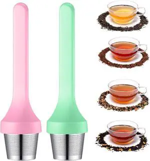 2pcs Tea Infuser,Extra Fine Mesh Tea Cup Filter Silicone Handle Perfect Tea Steeper for Loose Leaf Tea or Herbal Tea for Mugs & Teapot, Easy Clean and Safe (Green and Red) 2pcs Tea Infuser,Extra Fine Mesh Tea Cup Filter Silicone Handle Perfect Tea Steeper for Loose Leaf Tea or Herbal Tea for Mugs & Teapot, Easy Clean and Safe (Green and Red)