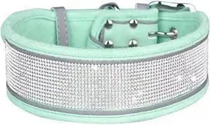 Serijoars Rhinestone Dog Collar, Dazzling Sparkling Soft Comfortable Reflective Large Dog Collar Crystal Diamond Collar for Small Medium & Large Dogs (S, Green) Serijoars Rhinestone Dog Collar, Dazzling Sparkling Soft Comfortable Reflective Large Dog Collar Crystal Diamond Collar for Small Medium & Large Dogs (S, Green)
