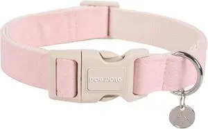 DOGWONG Cotton Hemp Pink Girl Dog Collar for Small Dogs XS | Heavy-Duty Dog Collar Adjustable Soft Natural Fabric Pet Cute Wedding Puppy Necklace for Small Medium Large Dogs DOGWONG Cotton Hemp Pink Girl Dog Collar for Small Dogs XS | Heavy-Duty Dog Collar Adjustable Soft Natural Fabric Pet Cute Wedding Puppy Necklace for Small Medium Large Dogs