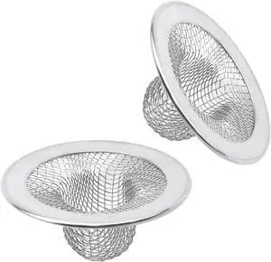 Antrader 2Pcs Kitchen Sink Strainers,2in Stainless Steel Mesh Round Filters | Bathroom Bathtub Wash Basin Garbage Disposal Basket Filter,Flange Rim Design, Easy to Take Out & Clean Antrader 2Pcs Kitchen Sink Strainers,2in Stainless Steel Mesh Round Filters | Bathroom Bathtub Wash Basin Garbage Disposal Basket Filter,Flange Rim Design, Easy to Take Out & Clean