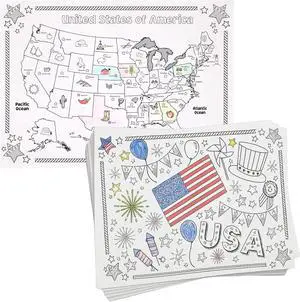 Iconikal Patriotic Coloring Placemats 22 Double-Sided 14x10 Iconikal Patriotic Coloring Placemats 22 Double-Sided 14x10
