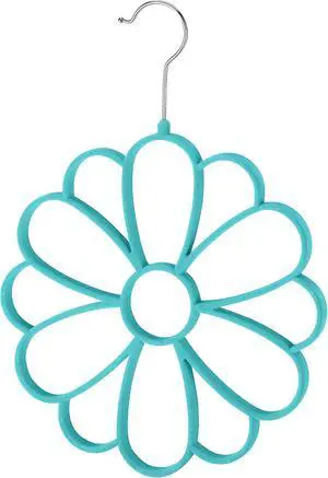 Whitmor Flocked Flower Scarf Hanger, Turquoise Whitmor Flocked Flower Scarf Hanger, Turquoise
