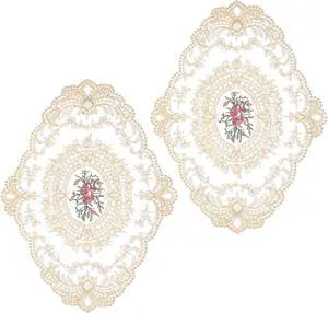 2 Pcs Lace Doilies for Tables, Beige Embroidered Placemats Mats | Elegant Retro Cup Mats for Heat Insulation, Desktop Decoration & Home Kitchen Accents 2 Pcs Lace Doilies for Tables, Beige Embroidered Placemats Mats | Elegant Retro Cup Mats for Heat Insulation, Desktop Decoration & Home Kitchen Accents