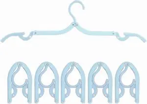 6PCS Portable Folding Clothes Hangers Clothes Drying Rack for Travel (Blue) 6PCS Portable Folding Clothes Hangers Clothes Drying Rack for Travel (Blue)