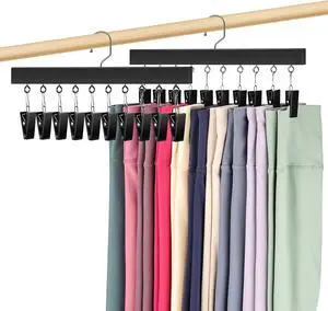 2 Pack Legging Hanger for Closet, Non-Slip Clips, Holds 20 Leggings | Upgraded Wooden Leggings Hangers, 360° Rotatable & Space Saving, Designed for Yoga Pants, Socks, and Lightweight Clothing 2 Pack Legging Hanger for Closet, Non-Slip Clips, Holds 20 Leggings | Upgraded Wooden Leggings Hangers, 360° Rotatable & Space Saving, Designed for Yoga Pants, Socks, and Lightweight Clothing