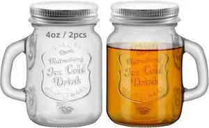 2 Pcs 4 oz Mini Mason Jar Mugs Mason Jar Mugs with Handles and Lids Small Drinking Glass and DIY Favor Decor Wedding Bridal Shower Party Supplies for Drinks, Gifts, Candles and Crafts (Silver lid) 2 Pcs 4 oz Mini Mason Jar Mugs Mason Jar Mugs with Handles and Lids Small Drinking Glass and DIY Favor Decor Wedding Bridal Shower Party Supplies for Drinks, Gifts, Candles and Crafts (Silver lid)