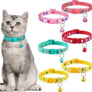 Frienda 6 Pack Cat Collars with Bells Breakaway Cats Collar Adjustable 8.27 to 13.39 Inches Safety Buckle Cute Pets Collar for Adult Cats and Small Dogs(Pink, Green, Red, Light Red, Yellow) Frienda 6 Pack Cat Collars with Bells Breakaway Cats Collar Adjustable 8.27 to 13.39 Inches Safety Buckle Cute Pets Collar for Adult Cats and Small Dogs(Pink, Green, Red, Light Red, Yellow)