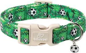 Soccer Dog Collar, Cute Boy Dog Collars for Puppy Small Dogs - Green Sports Themed Cotton Male Dogs Collar, Soft Adjustable Daily Pet Collars with Quick Release Buckle XS Soccer Dog Collar, Cute Boy Dog Collars for Puppy Small Dogs - Green Sports Themed Cotton Male Dogs Collar, Soft Adjustable Daily Pet Collars with Quick Release Buckle XS