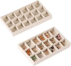 1 Pcs Earring Organizer Stackable Trays,Jewelry Drawer Inserts Container Display Case Storage for Earring Necklace Rings -Beige 1 Pcs Earring Organizer Stackable Trays,Jewelry Drawer Inserts Container Display Case Storage for Earring Necklace Rings -Beige