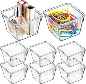 Tioncy 8 Pcs Stackable Clear Drawer Organizer 3" x 3" x 2" Storage Bins | For Makeup Vanity Bathroom Kitchen, Small Containers Office Desk Cosmetics, Transparent Organizers Declutter Drawers Easily Tioncy 8 Pcs Stackable Clear Drawer Organizer 3" x 3" x 2" Storage Bins | For Makeup Vanity Bathroom Kitchen, Small Containers Office Desk Cosmetics, Transparent Organizers Declutter Drawers Easily