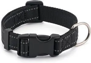 Dog Collar for Small Medium Dogs with Buckle, Breathable Adjustable Nylon Reflective Dog Collars, Black/Small Dog Collar for Small Medium Dogs with Buckle, Breathable Adjustable Nylon Reflective Dog Collars, Black/Small
