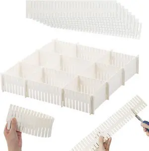 14.5 in White Adjustable Drawer Dividers, TWUTGAYW 8PC DIY Grid Drawer Organizer Dividers, Plastic Organizer Separator for Socks Underwear Makeup Cosmetic Clothes Can Help Tidy Kitchen Bedroom Dresser 14.5 in White Adjustable Drawer Dividers, TWUTGAYW 8PC DIY Grid Drawer Organizer Dividers, Plastic Organizer Separator for Socks Underwear Makeup Cosmetic Clothes Can Help Tidy Kitchen Bedroom Dresser