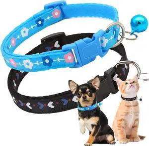 Small Dog Collar with Bell, Nylon 2 Pack Male Cat Collars with Bell, Black | Adjustable Bells Collar for Walking Male Female XXS XS S Puppies Little Tiny Pets Animals Small Dog Collar with Bell, Nylon 2 Pack Male Cat Collars with Bell, Black | Adjustable Bells Collar for Walking Male Female XXS XS S Puppies Little Tiny Pets Animals