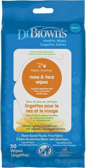 Dr. Brown's Nose and Face Healthy Wipes, Safe Cleaning and Moisturizing for Babies and Toddlers, Hypoallergenic for Sensitive Skin, 30 count, 1-Pack (Packaging May Vary) Dr. Brown's Nose and Face Healthy Wipes, Safe Cleaning and Moisturizing for Babies and Toddlers, Hypoallergenic for Sensitive Skin, 30 count, 1-Pack (Packaging May Vary)