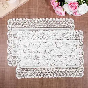 White Rectangle Lace Placemats for Tables, 2 PCS White Lace Placemats | Vintage Laces Tablemats Embroidered Crochet Placemat Cloth Laces Floral Table Runner for Cabinets Dining Tables, 12x17 Inch White Rectangle Lace Placemats for Tables, 2 PCS White Lace Placemats | Vintage Laces Tablemats Embroidered Crochet Placemat Cloth Laces Floral Table Runner for Cabinets Dining Tables, 12x17 Inch