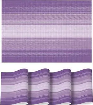 Artoid Mode Purple Gradient Stripes Placemats Set of 4, Washable Heat Resistant Non-Slip Woven Plastic Mardi Gras PVC Place Mats for Farmhouse Party Kitchen Dining Decor Artoid Mode Purple Gradient Stripes Placemats Set of 4, Washable Heat Resistant Non-Slip Woven Plastic Mardi Gras PVC Place Mats for Farmhouse Party Kitchen Dining Decor