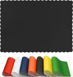 Paper Placemats for Dining Table Disposable Scalloped Edges Color Table Mats great for Parties and Christmas Table Decorations 10"x14" 50ct ( Black ) Paper Placemats for Dining Table Disposable Scalloped Edges Color Table Mats great for Parties and Christmas Table Decorations 10"x14" 50ct ( Black )