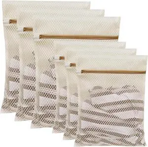 6Pcs Durable Honeycomb Mesh Laundry Bags for Delicates (3L 3M) Beige | Tear-Resistant Wash Sack, Breathable Design, Dorm, Travel 6Pcs Durable Honeycomb Mesh Laundry Bags for Delicates (3L 3M) Beige | Tear-Resistant Wash Sack, Breathable Design, Dorm, Travel