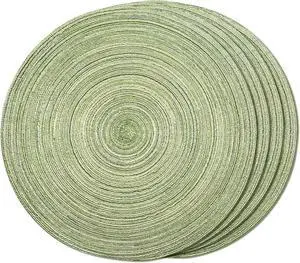 FunWheat Round Braided Placemats Set of 4 Place mats for Dining Tables Woven Heat Resistant Table Mats 15 inch (E Light Green, 4pcs) FunWheat Round Braided Placemats Set of 4 Place mats for Dining Tables Woven Heat Resistant Table Mats 15 inch (E Light Green, 4pcs)