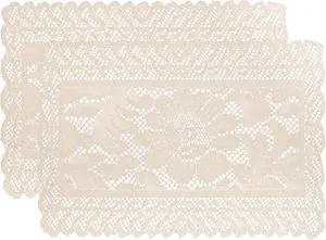 Jayla 2 Pcs Rectangle Lace Placemats for Tables Embroidered Lace Tablemats Vintage Crochet Floral Table Runner Vintage Wedding, Tea Party Decor,12x17 Inch Jayla 2 Pcs Rectangle Lace Placemats for Tables Embroidered Lace Tablemats Vintage Crochet Floral Table Runner Vintage Wedding, Tea Party Decor,12x17 Inch