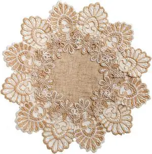 European Antique Jacquard Lace Table Doilies,Small Farmhouse Linen Embroidered Table Topper Scarf Place Mat RusticTable Cover (Flower Shape, Diameter 15.7Inch) European Antique Jacquard Lace Table Doilies,Small Farmhouse Linen Embroidered Table Topper Scarf Place Mat RusticTable Cover (Flower Shape, Diameter 15.7Inch)