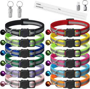 12 Pack Reflective-Breakaway Cat Collars with Bells,Safety Buckle Kitten Collar, with Name Tag, Adjustable,Ideal for Girl Cats Male Cats,Pet Supplies,Stuff,Accessories(12 Colors & 2 ID Tags) 12 Pack Reflective-Breakaway Cat Collars with Bells,Safety Buckle Kitten Collar, with Name Tag, Adjustable,Ideal for Girl Cats Male Cats,Pet Supplies,Stuff,Accessories(12 Colors & 2 ID Tags)