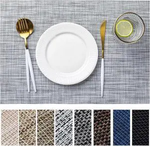 LEXMORE Placemats Set of 4 Vinyl/Plastic Woven Place Mats for Kitchen Table Indoor/Outdoor Washable Placemat Wipeable Dining Table Mats(Gray) LEXMORE Placemats Set of 4 Vinyl/Plastic Woven Place Mats for Kitchen Table Indoor/Outdoor Washable Placemat Wipeable Dining Table Mats(Gray)