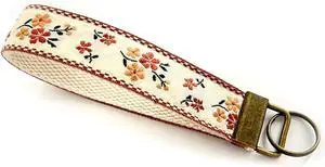 CELOKIY Embroidered Fabric Wristlet Keychain for Women, Cute Wrist Key Chain with Metal Hardware CELOKIY Embroidered Fabric Wristlet Keychain for Women, Cute Wrist Key Chain with Metal Hardware