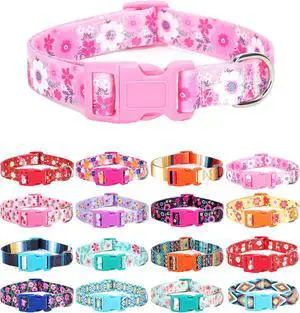 Dog Collars for Puppy X-Small Small Medium Large Dogs - Unisex Cute Design Boys Girls Dog Pet Collar Soft Adjustable Bohemia Fancy Floral Dog Collars-Pink Daisy-XS Dog Collars for Puppy X-Small Small Medium Large Dogs - Unisex Cute Design Boys Girls Dog Pet Collar Soft Adjustable Bohemia Fancy Floral Dog Collars-Pink Daisy-XS