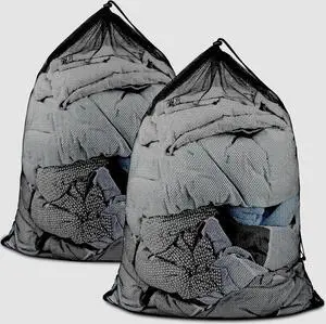 Large Mesh Laundry Bags: 2 Pack 24" x 36" Heavy Duty | Soft Breathable, Machine Washable, For College Dorm, Travel Family Use, Black Large Mesh Laundry Bags: 2 Pack 24" x 36" Heavy Duty | Soft Breathable, Machine Washable, For College Dorm, Travel Family Use, Black