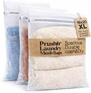 3Pc Spacious Durable Mesh Laundry Bags (16x20 Inches) Protects Delicates, Fine Mesh for Uniform Wash & Dry, Auto-Lock Zipper, Washer-Friendly, For Home, Dorm or Storage, Fits Socks to Sweaters 3Pc Spacious Durable Mesh Laundry Bags (16x20 Inches) Protects Delicates, Fine Mesh for Uniform Wash & Dry, Auto-Lock Zipper, Washer-Friendly, For Home, Dorm or Storage, Fits Socks to Sweaters