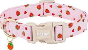 PREHAI Pink Strawberry Dog Collar Sweet Spring Summer Collars with Cute Strawberries Pattern for Female Girl Small Medium Large Dogs S PREHAI Pink Strawberry Dog Collar Sweet Spring Summer Collars with Cute Strawberries Pattern for Female Girl Small Medium Large Dogs S