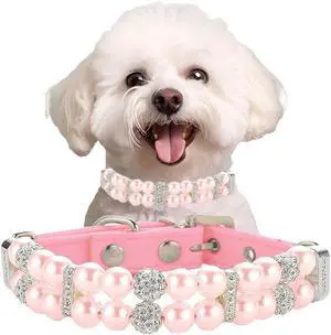 Pink Pearl Dog Collar, Beaded Cat Collar PU Dogs Necklace with Crystal, XS | Leather Diamond Rhinestone Jewlled Cute Dog Necklace for Puppy XS Small Medium Dogs Wedding & Birthday Gifts Pink Pearl Dog Collar, Beaded Cat Collar PU Dogs Necklace with Crystal, XS | Leather Diamond Rhinestone Jewlled Cute Dog Necklace for Puppy XS Small Medium Dogs Wedding & Birthday Gifts