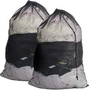 2 Pack Mesh Laundry Bags,24 x 35 Inches Heavy Duty Drawstring Dirty Clothes Bag for Camp,College,Dorm,Travel,Family,Apartment Dwellers,RV & Cruise Essentials(Black) 2 Pack Mesh Laundry Bags,24 x 35 Inches Heavy Duty Drawstring Dirty Clothes Bag for Camp,College,Dorm,Travel,Family,Apartment Dwellers,RV & Cruise Essentials(Black)