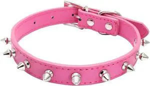 Spiked Studded Leather Dog Collar Mushrooms Rivets Cat Collar for Small Medium Dog Cat Puppy Kitty (M, Hot Pink) Spiked Studded Leather Dog Collar Mushrooms Rivets Cat Collar for Small Medium Dog Cat Puppy Kitty (M, Hot Pink)