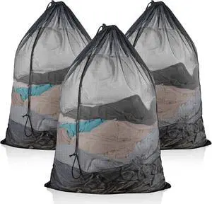 3 Pack Large Mesh Laundry Bag, 24 x 36 Inch Mesh Wash Bag with Drawstring Closure, Delicates Bag for Washing Machine - Perfect for College Dorms, Travel, Laundromats, Apartments (Black) 3 Pack Large Mesh Laundry Bag, 24 x 36 Inch Mesh Wash Bag with Drawstring Closure, Delicates Bag for Washing Machine - Perfect for College Dorms, Travel, Laundromats, Apartments (Black)