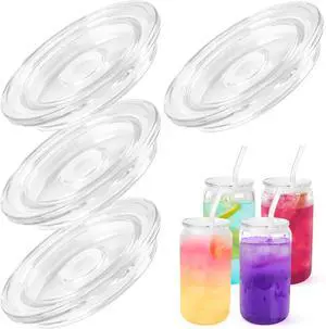 Joyclub 4 Pack Acrylic Lids Fit for 16 oz Glass Cups Clear Replacement Lids | Replacement lids for home users and gift makers, for iced coffee, tea, boba and party drink stations Joyclub 4 Pack Acrylic Lids Fit for 16 oz Glass Cups Clear Replacement Lids | Replacement lids for home users and gift makers, for iced coffee, tea, boba and party drink stations