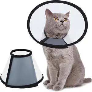 Vivifying Cat Cone, Adjustable Recovery Pet Cone, Three Sizes Lightweight Plastic Elizabethan Collar for Cats, Mini Dogs and Rabbits (Black) Vivifying Cat Cone, Adjustable Recovery Pet Cone, Three Sizes Lightweight Plastic Elizabethan Collar for Cats, Mini Dogs and Rabbits (Black)
