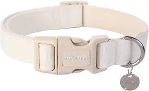 DOGWONG Cotton Hemp Dog Collar, Heavy-Duty White Dog Collar Adjustable Soft Natural Fabric Pet Dog Collar Cute Wedding Puppy Necklace for Small Medium Large Dogs DOGWONG Cotton Hemp Dog Collar, Heavy-Duty White Dog Collar Adjustable Soft Natural Fabric Pet Dog Collar Cute Wedding Puppy Necklace for Small Medium Large Dogs