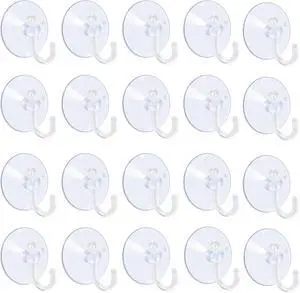 AQUANEAT 20 Packs Suction Cups 1.2 Inch Clear Sucker Pads with Hooks for Glass Home Organization Decoration AQUANEAT 20 Packs Suction Cups 1.2 Inch Clear Sucker Pads with Hooks for Glass Home Organization Decoration