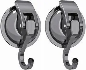 Heavy Duty Suction Cup Hooks Waterproof Wreath Hanger 2 Pack Gunmetal Grey | No-Drill Suction Hooks for Bathroom Kitchen Tile 11 Lbs load Reusable Shower Towel Robe Loofah Hooks for Glass Window/Door Heavy Duty Suction Cup Hooks Waterproof Wreath Hanger 2 Pack Gunmetal Grey | No-Drill Suction Hooks for Bathroom Kitchen Tile 11 Lbs load Reusable Shower Towel Robe Loofah Hooks for Glass Window/Door