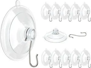 VIS'V Suction Cup Hooks, Clear Suction Cups with Metal Hooks, Small, 12 Pcs | 1.77 Inch, Clear Invisible Design, Removable and Reusable, Fits for Smooth Flat Surfaces VIS'V Suction Cup Hooks, Clear Suction Cups with Metal Hooks, Small, 12 Pcs | 1.77 Inch, Clear Invisible Design, Removable and Reusable, Fits for Smooth Flat Surfaces