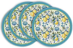 Artoid Mode Blue Lemon Iris Round Summer Placemats Set of 4, 14 Inch Spring Round Table Mats for Dining Decoration Artoid Mode Blue Lemon Iris Round Summer Placemats Set of 4, 14 Inch Spring Round Table Mats for Dining Decoration
