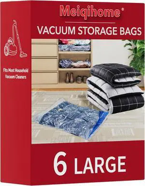 MEIQIHOME Vacuum Storage Bags, Space Saver Sealer Bags,Vacuum seal bags for clothing, Pillows, Comforters, Blankets, Bedding,Travel,6 LARGE MEIQIHOME Vacuum Storage Bags, Space Saver Sealer Bags,Vacuum seal bags for clothing, Pillows, Comforters, Blankets, Bedding,Travel,6 LARGE