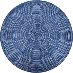 Round Braided Placemats Polyester Cotton 15-inch Round Table Mats for Kitchen Dining Table Non-Slip Table Mats (1, Blue) Round Braided Placemats Polyester Cotton 15-inch Round Table Mats for Kitchen Dining Table Non-Slip Table Mats (1, Blue)