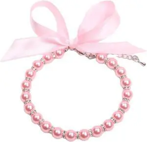 Dog Cat Pearls Necklace Collar with Bling Accessories and Ribbon Bow Pet Puppy Jewelry for Female Dogs Cats Small Medium (S, Pink) Dog Cat Pearls Necklace Collar with Bling Accessories and Ribbon Bow Pet Puppy Jewelry for Female Dogs Cats Small Medium (S, Pink)